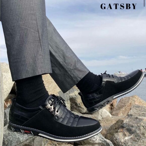 GATSBY SHOES Men’s Orthopedic oxford derby black leather dress shoes Sz 11 main image 6